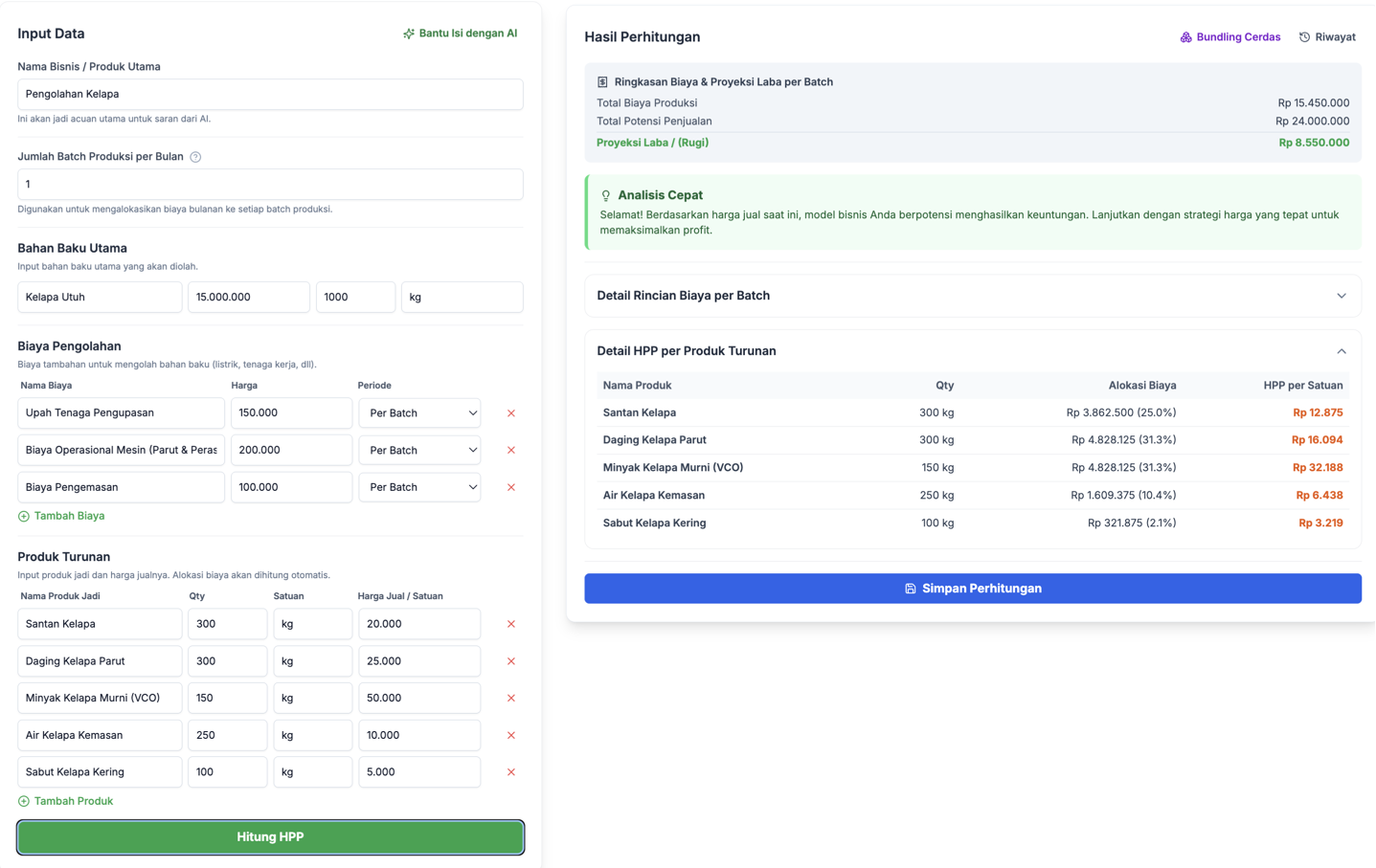 Kalkulator Produk Turunan
