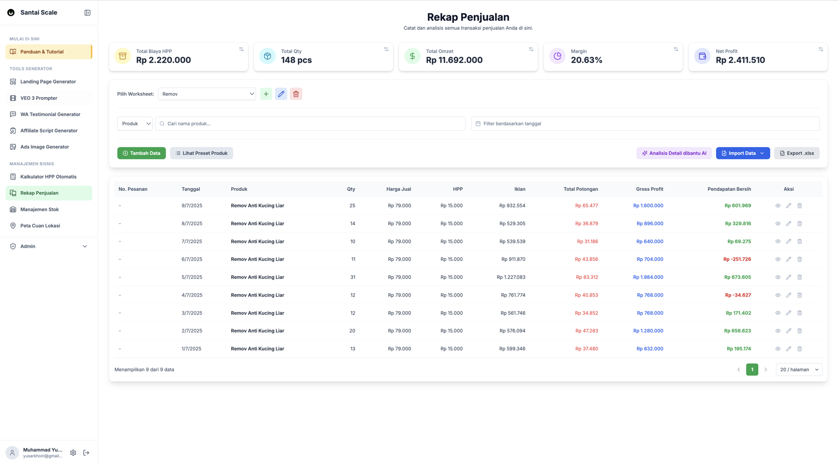 Rekap Penjualan Otomatis