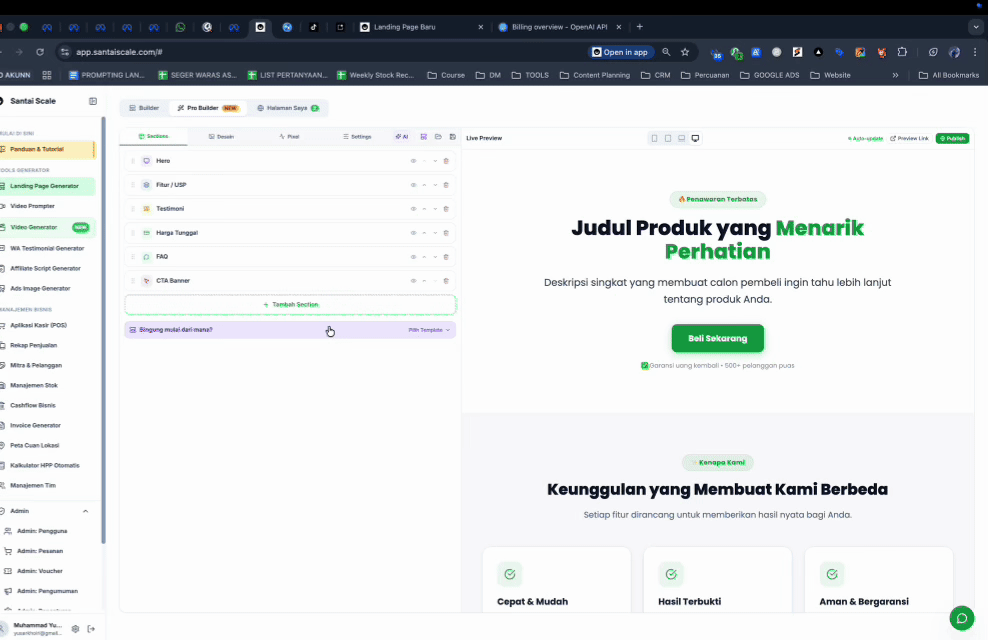 Demo Santai Scale AI Landing Page Generator